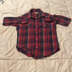 Wrangler girls small vintage snap button western flannel